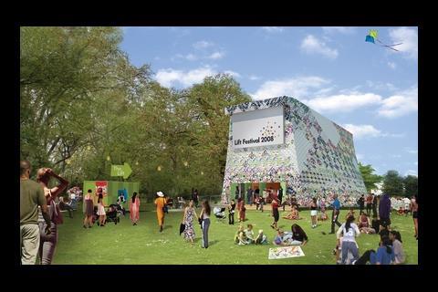 A four-storey mobile theatre, designed by AOC Architecture, will stage the London Festival of Theatre in Stratford